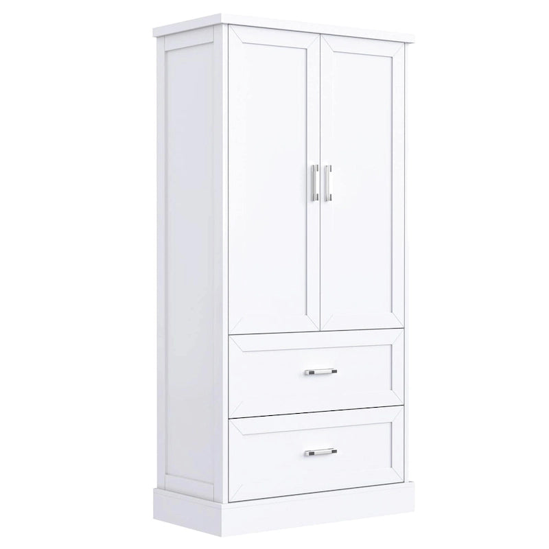 Tall Bathroom Storage Cabinet Cabinet with Two Doors and Drawers Adjustable Shelf MDF Board