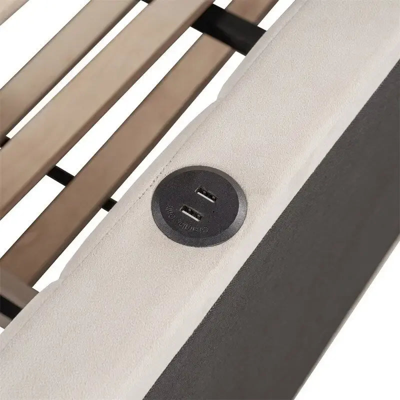 Full Size Upholstered Daybed with Twin Size Pop Up Trundle and USB Ports, Modern Daybed Frame Sofa Bed with L-Shaped Backrest