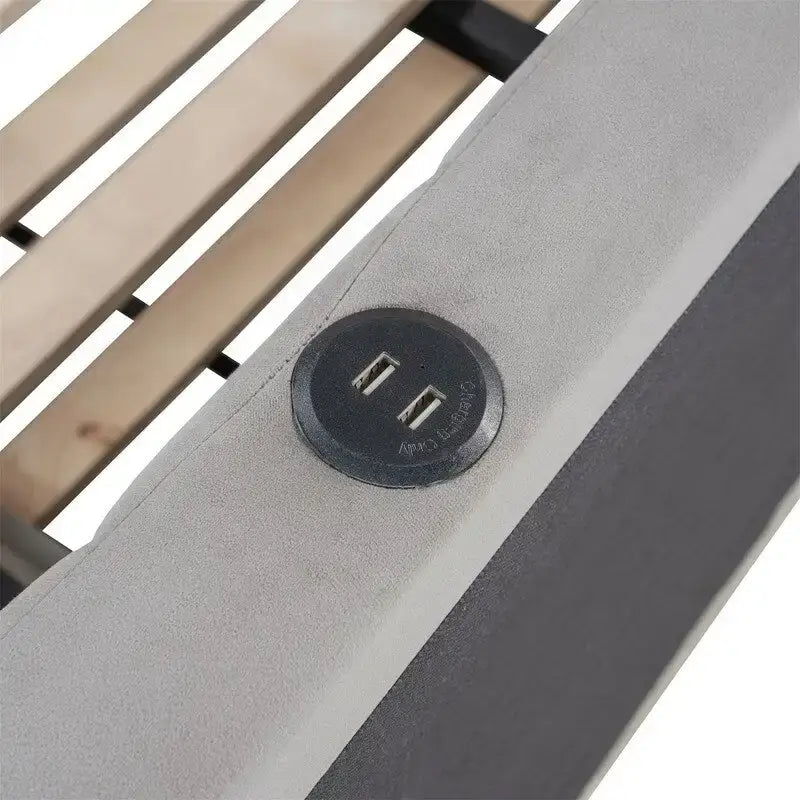 Full Size Upholstered Daybed with Twin Size Pop Up Trundle and USB Ports, Modern Daybed Frame Sofa Bed with L-Shaped Backrest