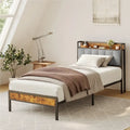 Twin/Full/Queen/King Platform Bed Frame, Metal Bed Frame with Storage Headboard
