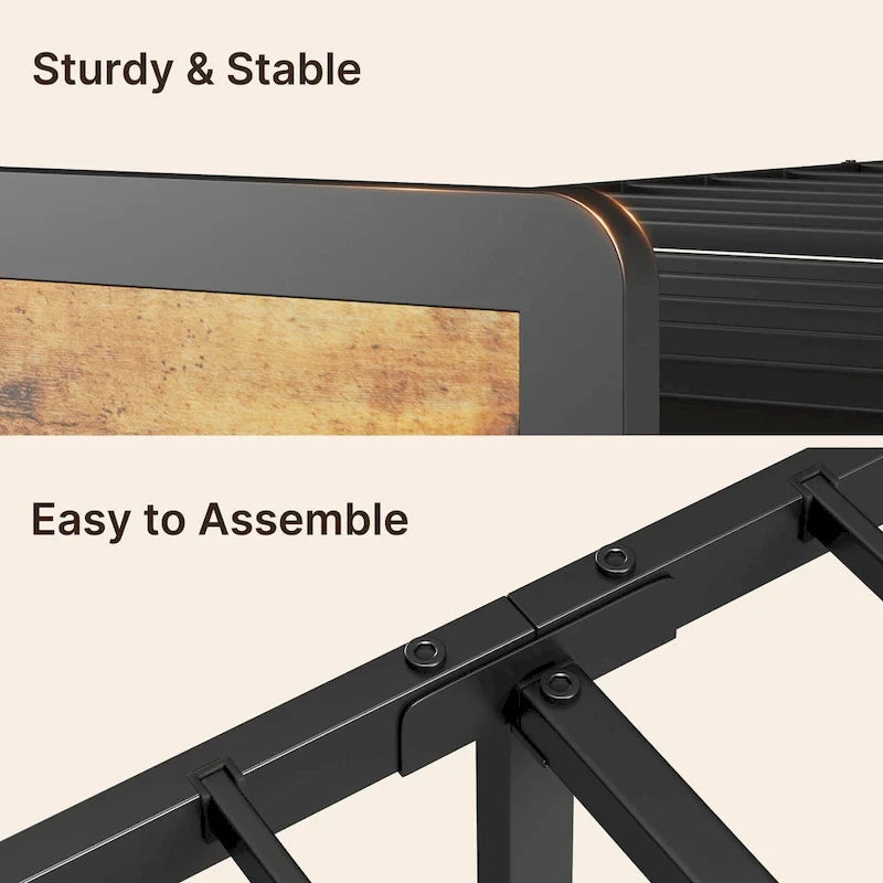 Twin/Full/Queen/King Platform Bed Frame, Metal Bed Frame with Storage Headboard