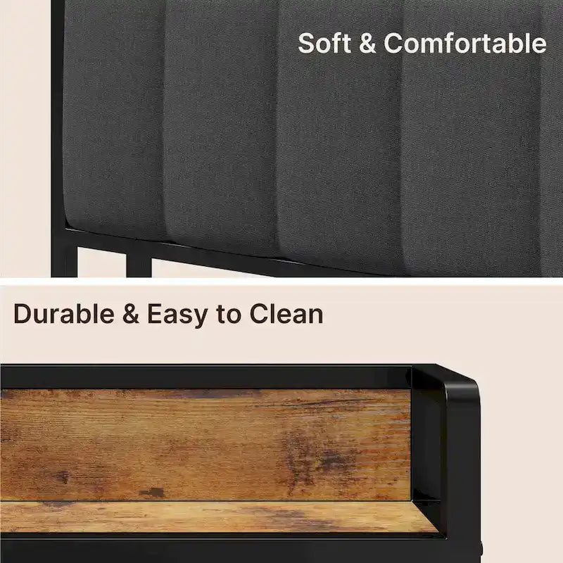 Twin/Full/Queen/King Platform Bed Frame, Metal Bed Frame with Storage Headboard