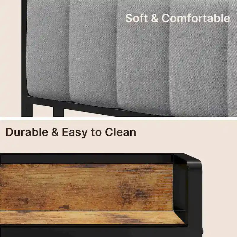 Twin/Full/Queen/King Platform Bed Frame, Metal Bed Frame with Storage Headboard