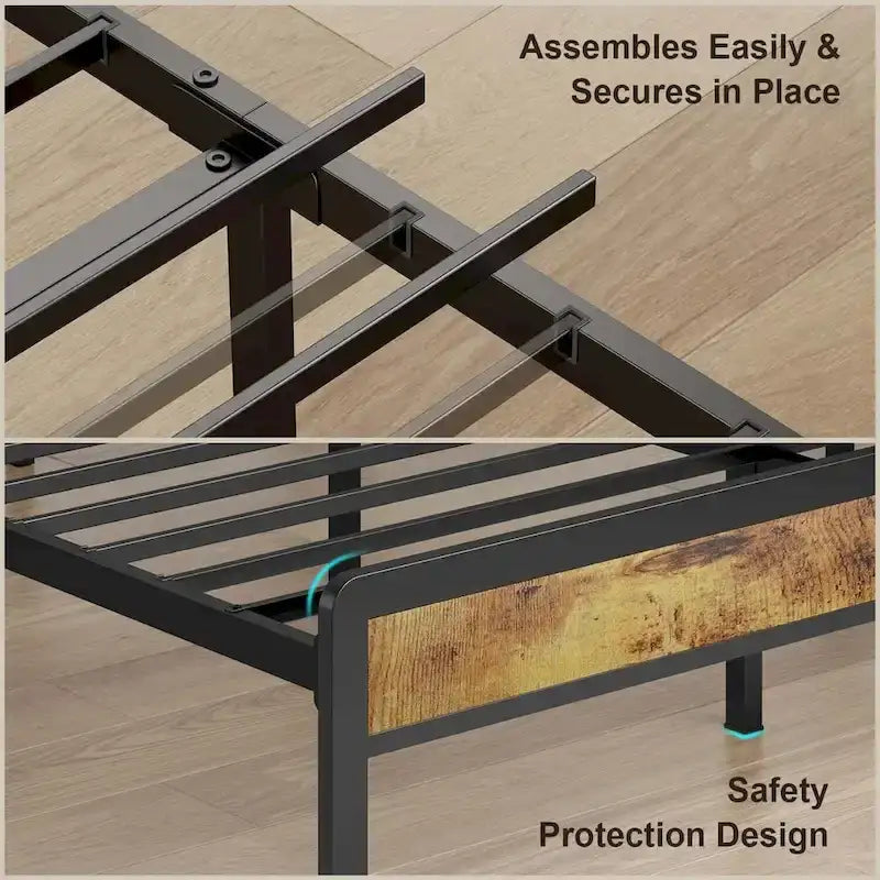 Twin/Full/Queen/King Platform Bed Frame, Metal Bed Frame with Storage Headboard