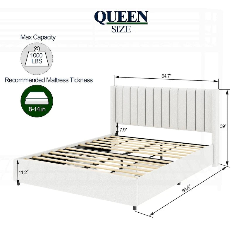 Luxurious Tufted Platform Bed with Dual Storage Drawers for Ultimate Comfort