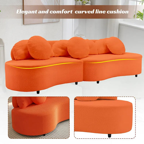 103.5 Lamb Velvet Armless Sofa with 6 Pillows and Floating Design