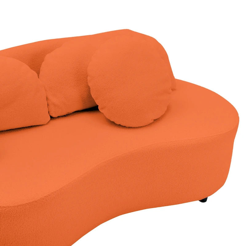 103.5 Lamb Velvet Armless Sofa with 6 Pillows and Floating Design