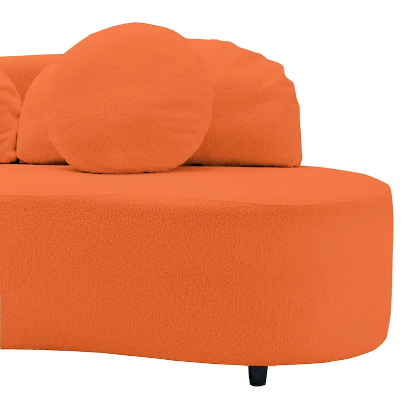 103.5 Lamb Velvet Armless Sofa with 6 Pillows and Floating Design