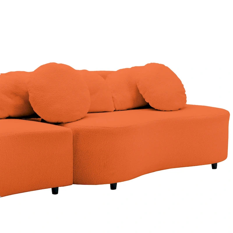103.5 Lamb Velvet Armless Sofa with 6 Pillows and Floating Design