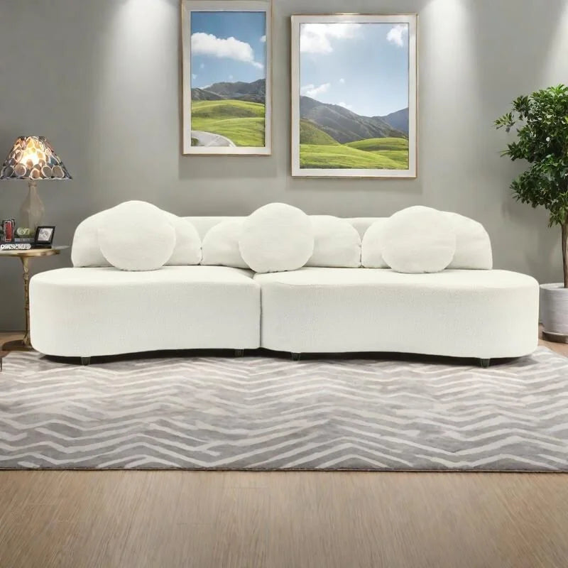 103.5 Lamb Velvet Armless Sofa with 6 Pillows and Floating Design