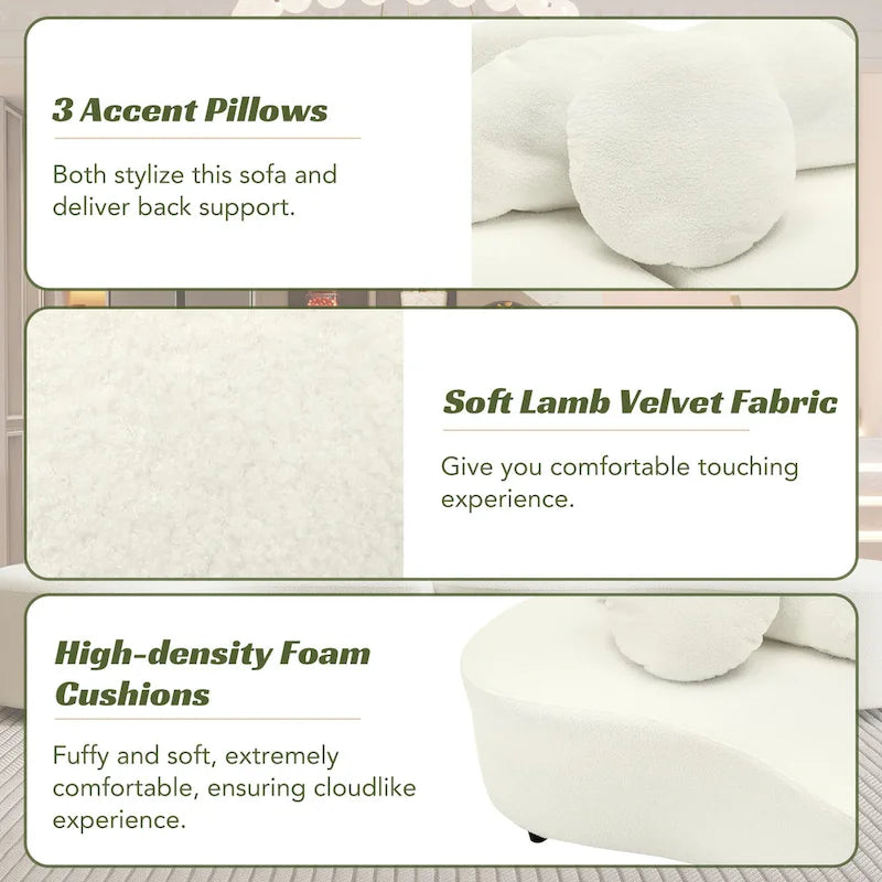 103.5 Lamb Velvet Armless Sofa with 6 Pillows and Floating Design