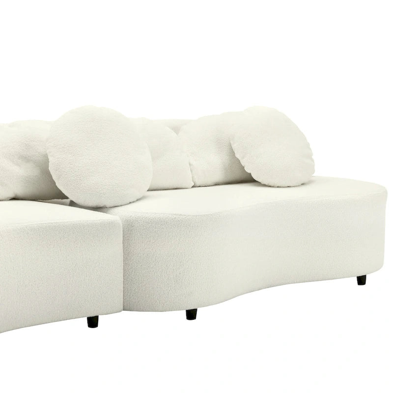 103.5 Lamb Velvet Armless Sofa with 6 Pillows and Floating Design