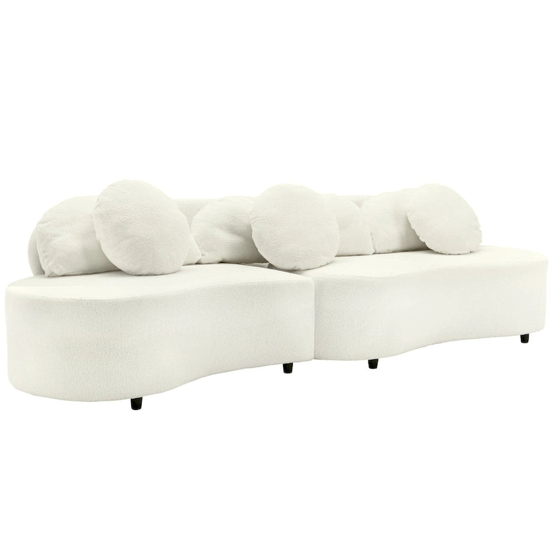 103.5 Lamb Velvet Armless Sofa with 6 Pillows and Floating Design
