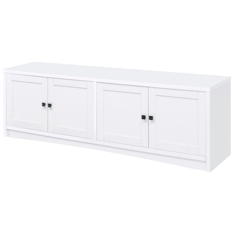 Donna TV Stand Media Cabinet with 4 Doors, White Melamine 78 Inch