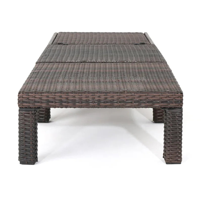 Jamia Chaise Lounger, Brown Wicker, Iron, Adjustable Backrest, 77 Inch