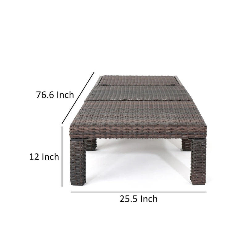 Jamia Chaise Lounger, Brown Wicker, Iron, Adjustable Backrest, 77 Inch