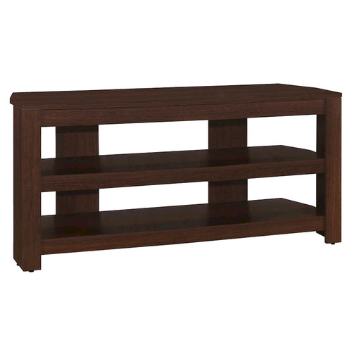 42 Inch Dark Brown Wood TV Stand with Open Shelves for 55 Inch TV Media Console for Living Room - 19.75H x 15.5W x 42L