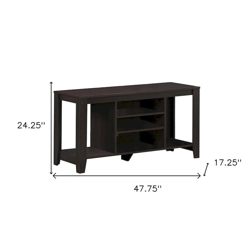 Contemporary Wood TV Console with Open Storage 48-Inch Entertainment Stand for 55 Inch Screens - 24.25H x 17.25W x 47.75L