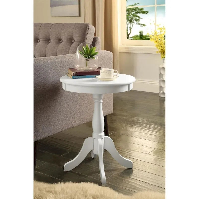 22 High Round Wooden Pedestal Side End Table with Matte Finish for Living Room or Bedroom - 18L x 18W x 22H