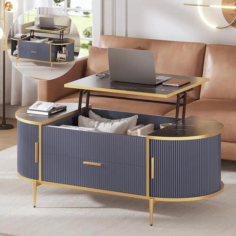 Lift Top Coffee Table Storage Compartment Barn Door