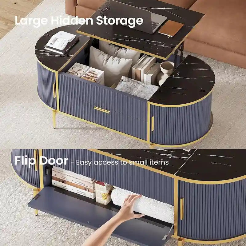 Lift Top Coffee Table Storage Compartment Barn Door