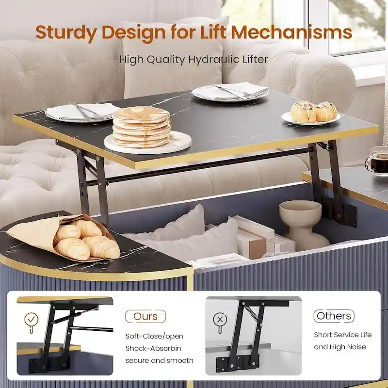 Lift Top Coffee Table Storage Compartment Barn Door