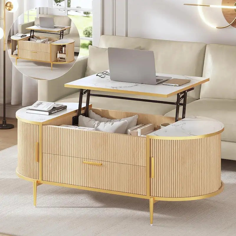 Lift Top Coffee Table Storage Compartment Barn Door