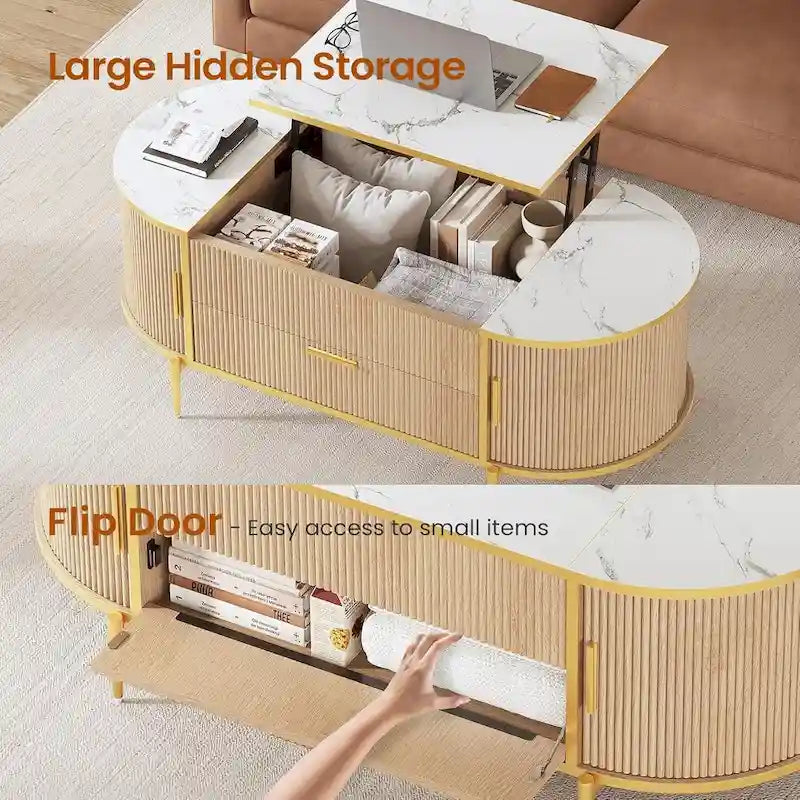 Lift Top Coffee Table Storage Compartment Barn Door