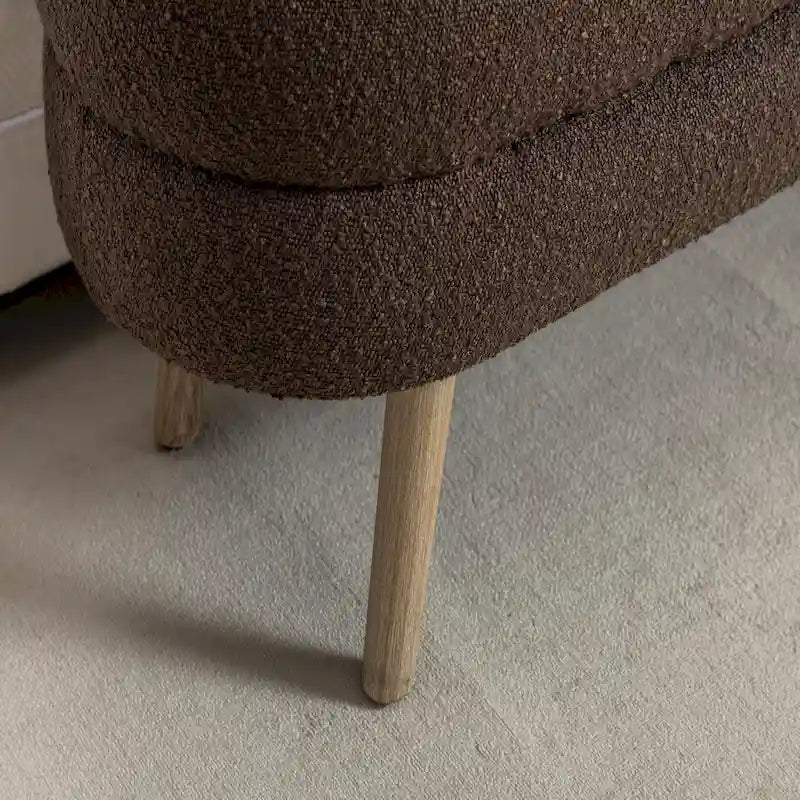 Storage Ottoman Bench with Wood Legs,Oval End of Bed Bench Indoor Ottoman W/Adjustable Foot Nails for Living Room