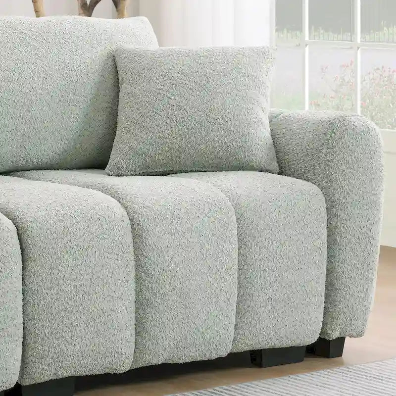 100 L-Shaped Sofa Boucle Fabric Couch with Movable Ottoman