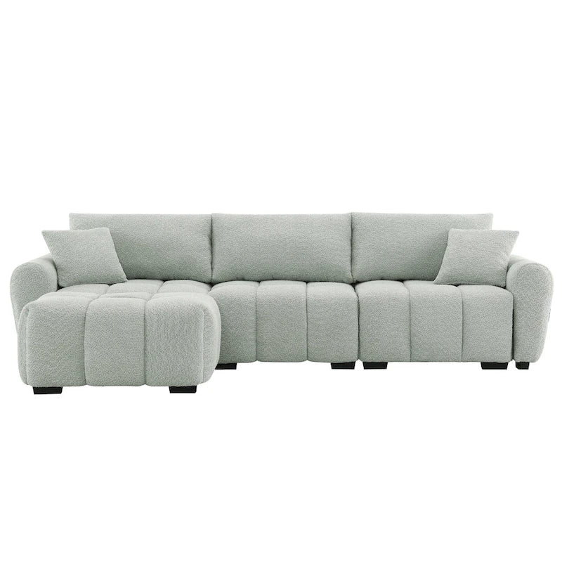 100 L-Shaped Sofa Boucle Fabric Couch with Movable Ottoman