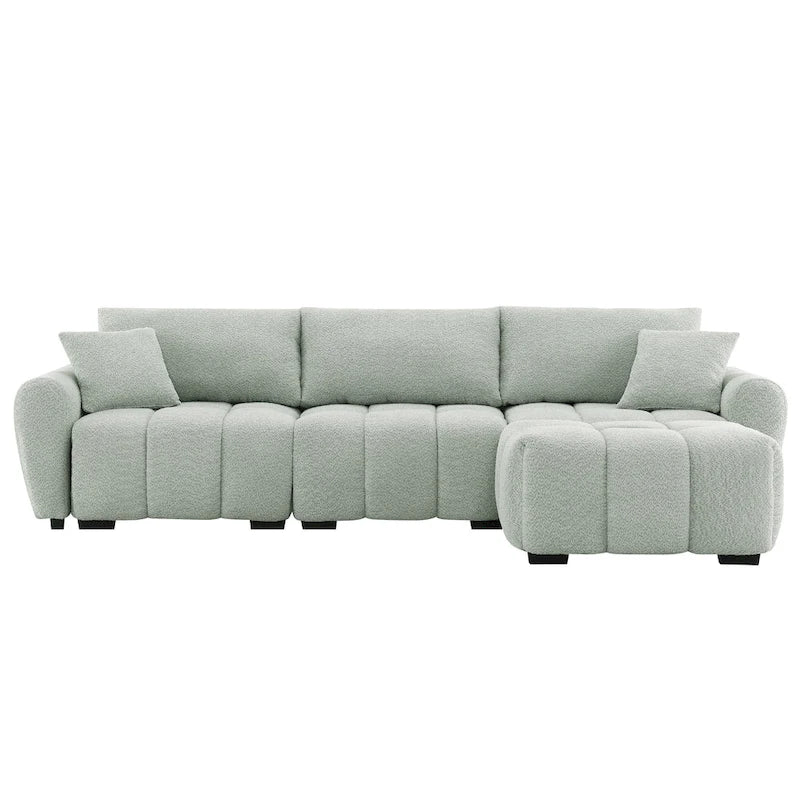 100 L-Shaped Sofa Boucle Fabric Couch with Movable Ottoman