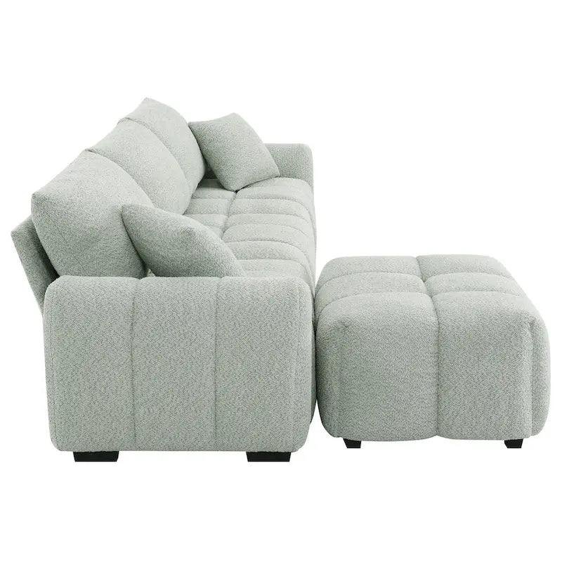 100 L-Shaped Sofa Boucle Fabric Couch with Movable Ottoman
