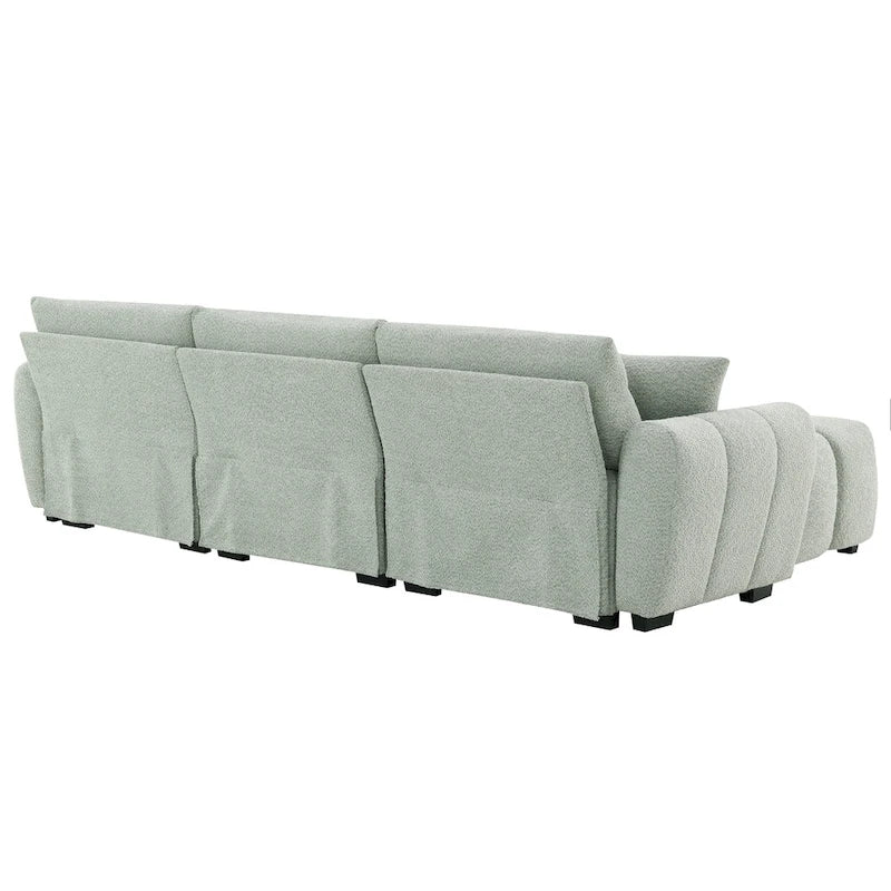 100 L-Shaped Sofa Boucle Fabric Couch with Movable Ottoman