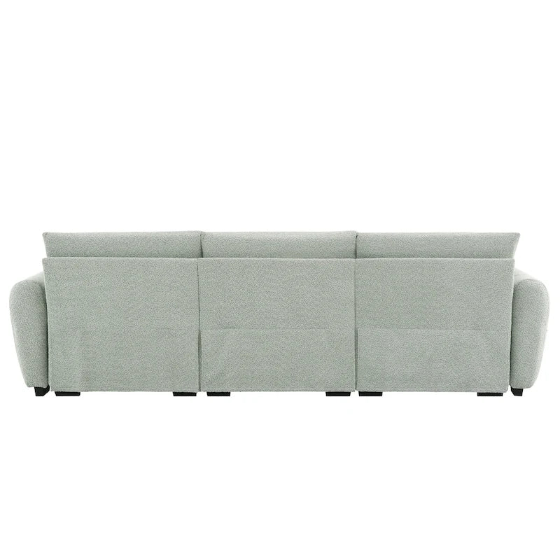 100 L-Shaped Sofa Boucle Fabric Couch with Movable Ottoman