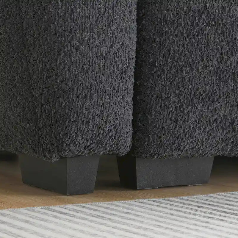 100 L-Shaped Sofa Boucle Fabric Couch with Movable Ottoman