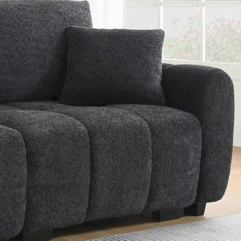 100 L-Shaped Sofa Boucle Fabric Couch with Movable Ottoman