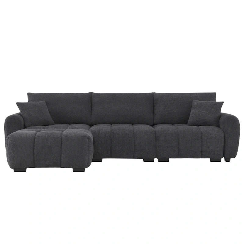 100 L-Shaped Sofa Boucle Fabric Couch with Movable Ottoman