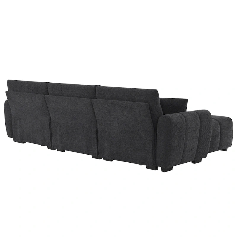 100 L-Shaped Sofa Boucle Fabric Couch with Movable Ottoman