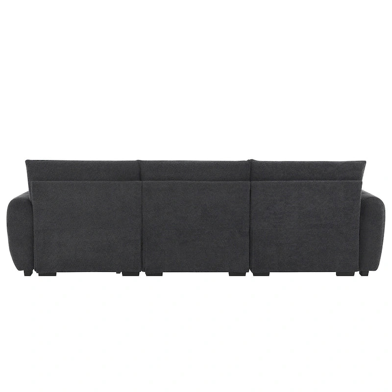 100 L-Shaped Sofa Boucle Fabric Couch with Movable Ottoman