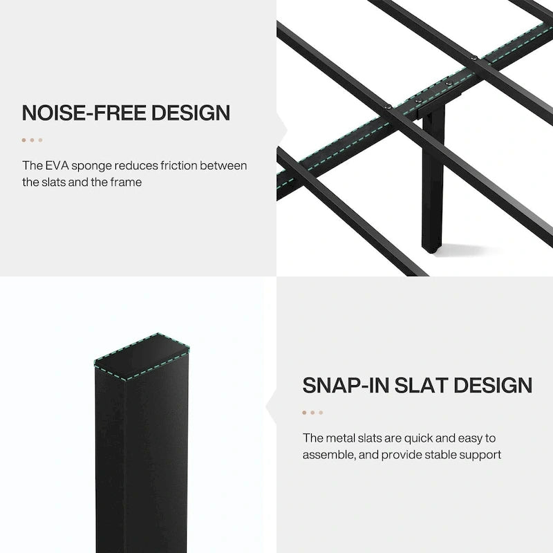 Queen Size Rustic Platform Bed Frame with Wood Headboard and Footboard