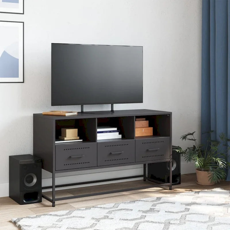 vidaXL TV Stand Entertainment Center Media Unit Living Room Furniture Steel - 15.4 x 39.6 x 23.8