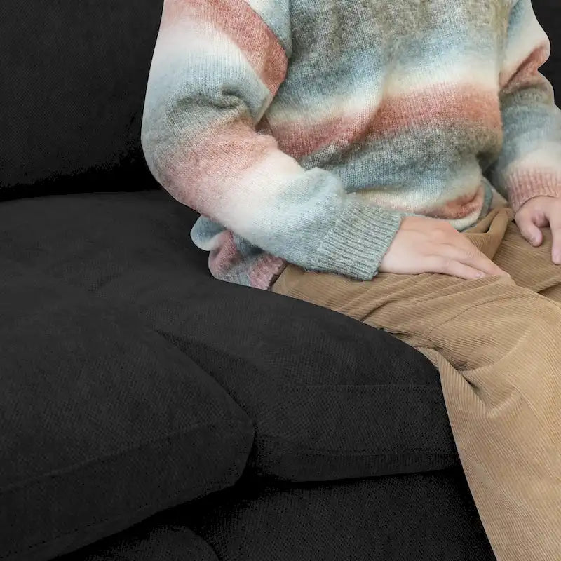 Classic Modern Linen Sectional Modular Sofa 3-Seater with 2 Ottomans, U-shaped Down Filled Cloud Couch with Cushions