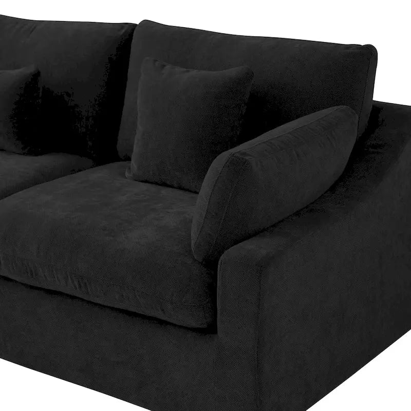 Classic Modern Linen Sectional Modular Sofa 3-Seater with 2 Ottomans, U-shaped Down Filled Cloud Couch with Cushions