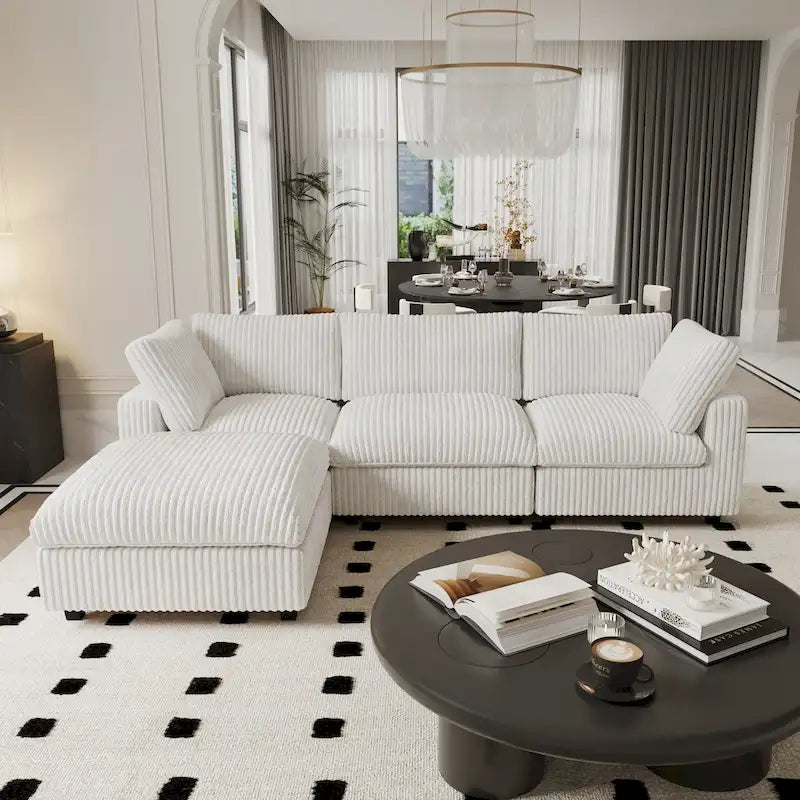 Oversized Deep Plush Cloud Sofa Couch, Modular Sectional Sofa with Ottoman
