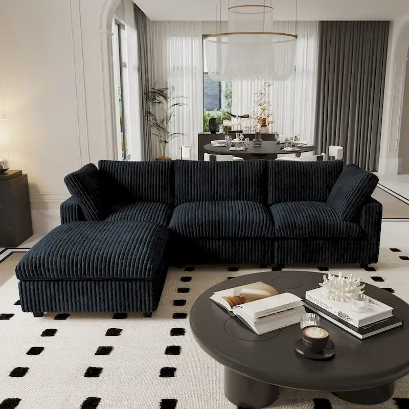 Oversized Deep Plush Cloud Sofa Couch, Modular Sectional Sofa with Ottoman