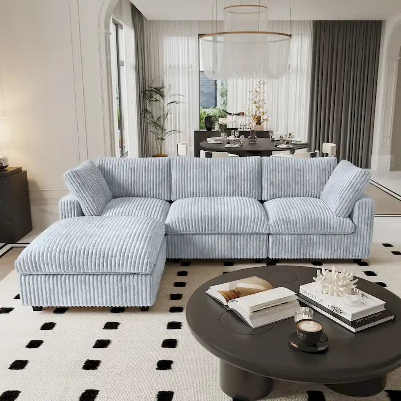 Oversized Deep Plush Cloud Sofa Couch, Modular Sectional Sofa with Ottoman