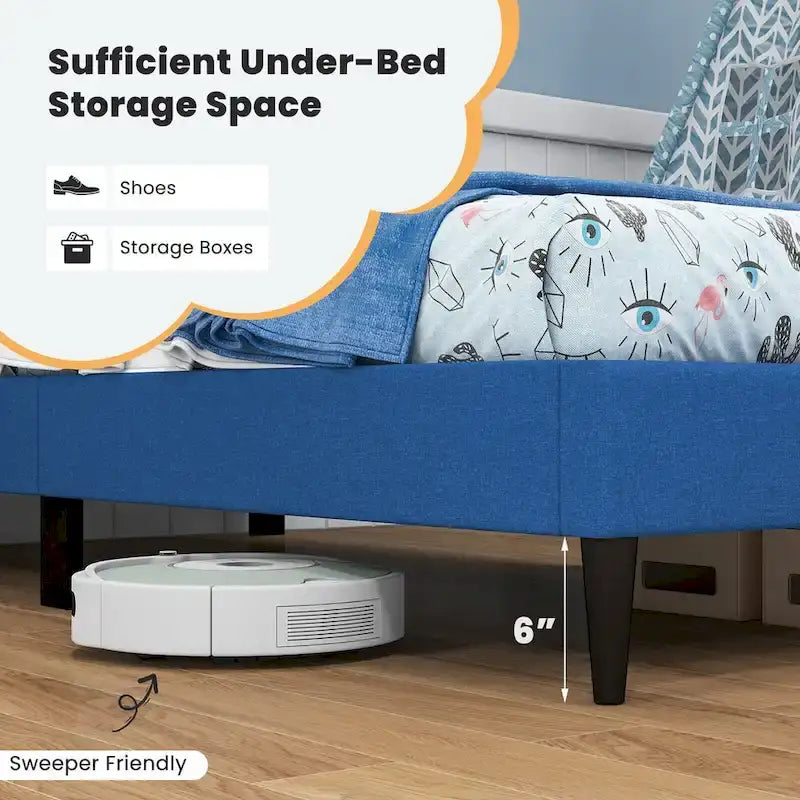 Gymax Twin Upholstered Platform Bed Mattress Foundation Button Tufted