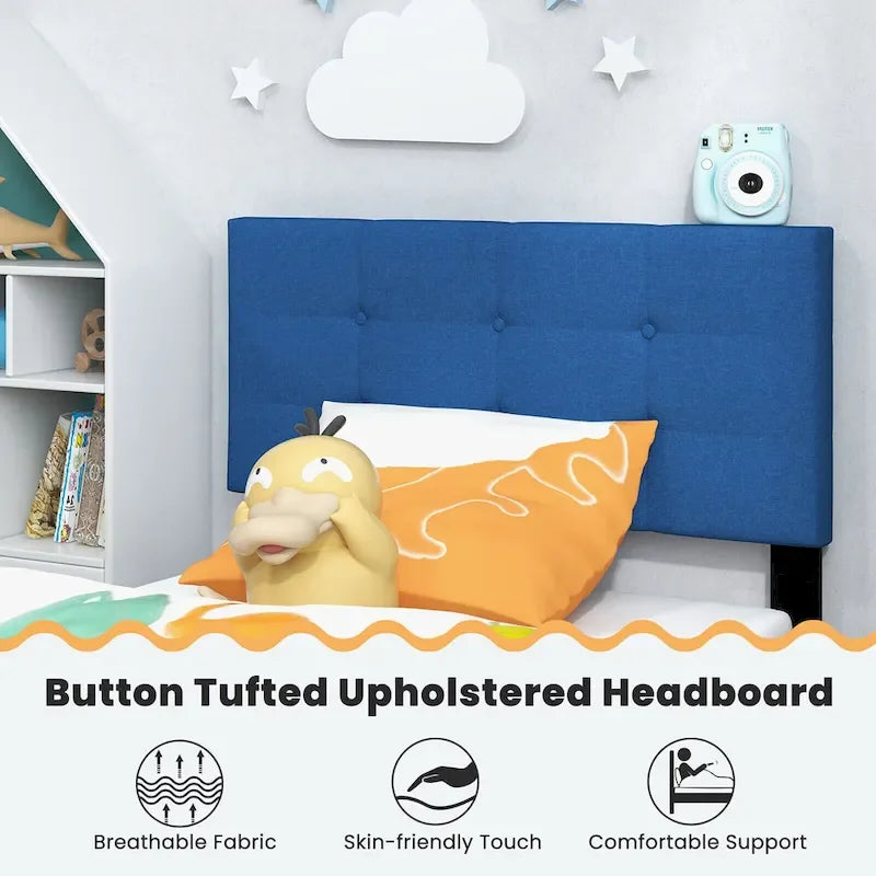 Gymax Twin Upholstered Platform Bed Mattress Foundation Button Tufted