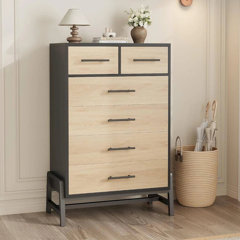 4+2 Drawer Tall Freestanding Dresser for Bedroom